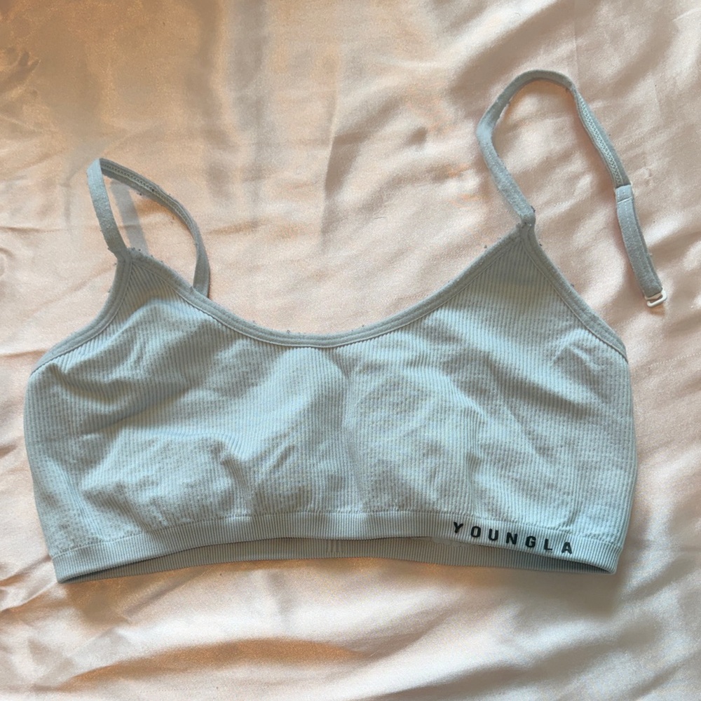 YoungLA Pale Blue Ribbed Crop Bralette